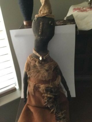 Early Primitive Handmade Cloth Rag Witch Doll - Made By Cinnamnon Creek