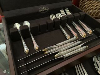 Gorham Sterling Silver Six 4 - piece place setting in Edgemont Gold 3