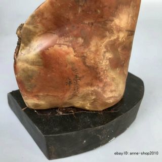 Unique Natural Shoushan Stone Ross quartz Carving old man seal stamp signet LLL 6