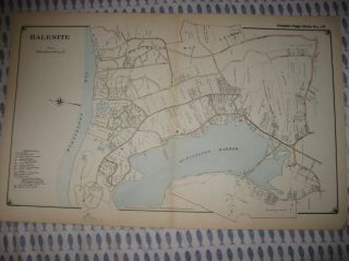 Vintage Antique 1917 Halesite Huntington Suffolk County York Handcolored Map