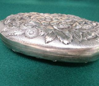 Whiting Sterling Silver Flask Repousse Edwin Davis French Design Antique 1886 4