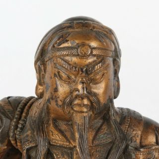 Antique Chinese Gilt Copper Figure Guan Yu 5