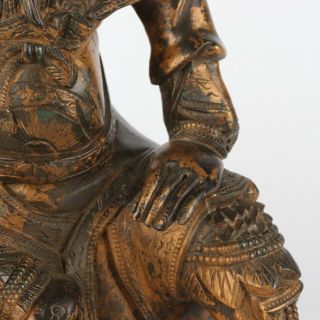 Antique Chinese Gilt Copper Figure Guan Yu 6