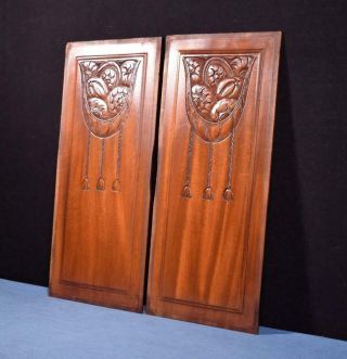 French Art Deco Hand Carved Panels in Mahogany Wood Salvage 2