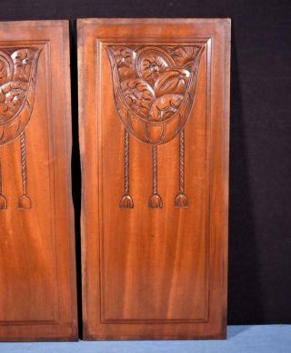 French Art Deco Hand Carved Panels in Mahogany Wood Salvage 4