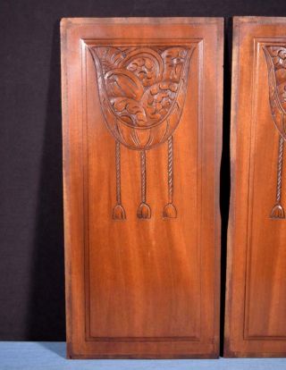 French Art Deco Hand Carved Panels in Mahogany Wood Salvage 5