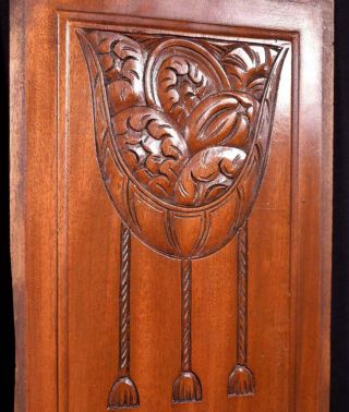 French Art Deco Hand Carved Panels in Mahogany Wood Salvage 6