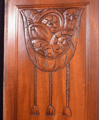 French Art Deco Hand Carved Panels in Mahogany Wood Salvage 7