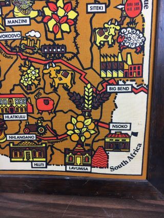 Swaziland South Africa Map Legend Framed Vintage 4