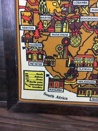 Swaziland South Africa Map Legend Framed Vintage 5