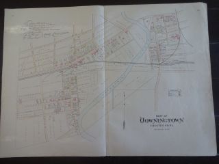 Large,  Historic 1883 Map Of Part 3 Of Downingtown,  Pa - Property Specific Detail