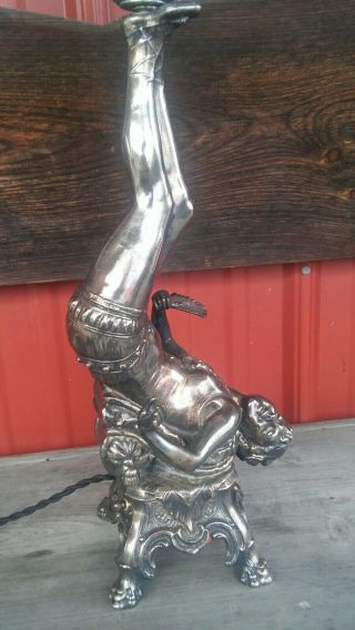 C.  1880 ART NOUVEAU DECO LAMP LA JONGLEUSE BY C.  DESMEURE SPELTER LADY FIGURAL 7