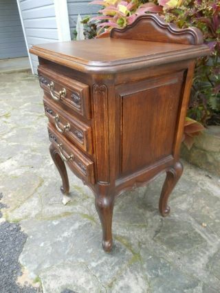 Petite Country French Oak 3 Drawer Bedside Lingerie Jewelry Chest From France