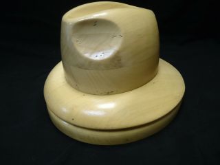 Mens Fedora Hat Making Mold Block Form Vintage Millinery Hard Wood Store Display
