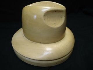 Mens Fedora Hat Making Mold Block Form Vintage Millinery Hard Wood Store Display 2