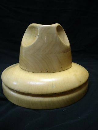Mens Fedora Hat Making Mold Block Form Vintage Millinery Hard Wood Store Display 3