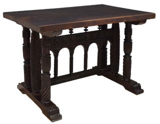 Gorgeous Northern Spain Baroque - Style Oak Library Table,  19th Century (1800s)