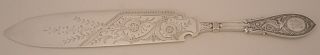 Rare Whiting Arabesque Pattern Sterling 9 5/8 " Engraved Cake Saw 1875