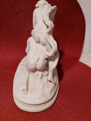 Antique Parian White porcelain bisque figurine sculpture Satyr Cherubs group 5