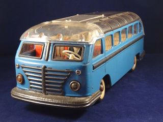 Vintage Wind Up Bus Toy Tin Lithographed Gunthermann 1950 W.  Germany