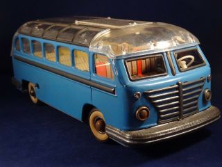 Vintage wind up bus toy tin lithographed Gunthermann 1950 W.  Germany 2