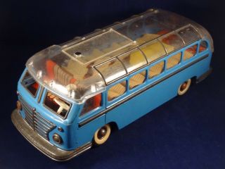 Vintage wind up bus toy tin lithographed Gunthermann 1950 W.  Germany 4