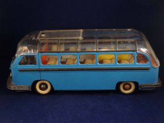 Vintage wind up bus toy tin lithographed Gunthermann 1950 W.  Germany 5