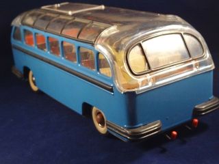 Vintage wind up bus toy tin lithographed Gunthermann 1950 W.  Germany 6