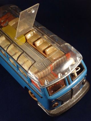 Vintage wind up bus toy tin lithographed Gunthermann 1950 W.  Germany 9