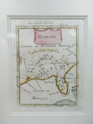 RARE LATE 17TH C HAND COLORED MAP OF FLORIDA BY MALLET 1686 2