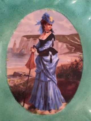 PORTRAIT OF A FRENCH LADY CABINET PLATE,  ANTIQUE FRENCH PORCELAIN 5