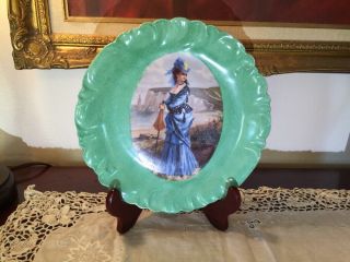 PORTRAIT OF A FRENCH LADY CABINET PLATE,  ANTIQUE FRENCH PORCELAIN 7