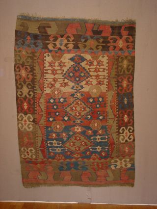 Wonderful Antique 1880 Anatolian Kilim Flatweave Hg