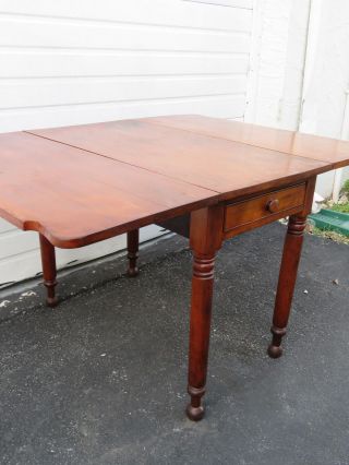 Empire Early 1800s Cherry Drop Leaf Card Gaming Dining Table with Drawer 9438 11
