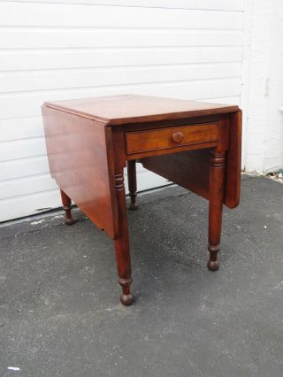 Empire Early 1800s Cherry Drop Leaf Card Gaming Dining Table With Drawer 9438