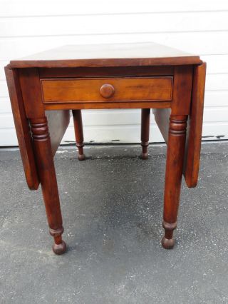 Empire Early 1800s Cherry Drop Leaf Card Gaming Dining Table with Drawer 9438 6