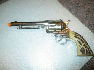 Mattel Large Shootin Shell 45 Cap Gun.  Chrome Finish Trigger.