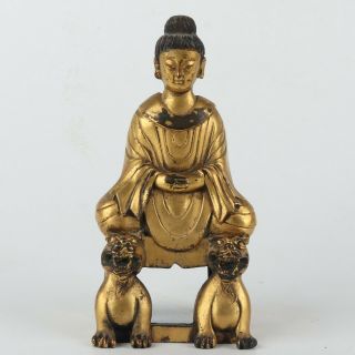 Antique Chinese Gilt Copper Buddha And Animals