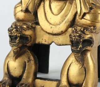 Antique Chinese Gilt Copper Buddha and Animals 7