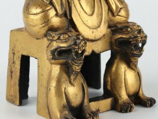 Antique Chinese Gilt Copper Buddha and Animals 8