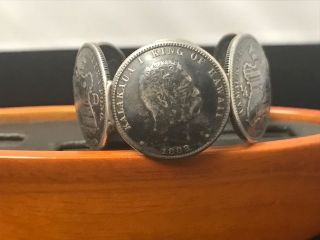 Antique Silver Napkin Ring Made with (6) Rare 1883 Hawaiian Quarters,  Shreve & Co 2