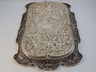 Fine Antique Sterling Silver Repousse Large Heavy Tray,  321 grams Chester 1897. 10