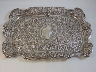 Fine Antique Sterling Silver Repousse Large Heavy Tray,  321 grams Chester 1897. 3