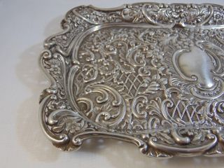 Fine Antique Sterling Silver Repousse Large Heavy Tray,  321 grams Chester 1897. 4