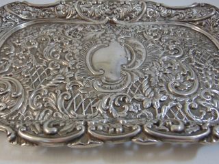 Fine Antique Sterling Silver Repousse Large Heavy Tray,  321 grams Chester 1897. 5