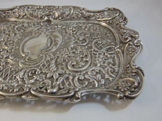 Fine Antique Sterling Silver Repousse Large Heavy Tray,  321 grams Chester 1897. 6