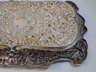 Fine Antique Sterling Silver Repousse Large Heavy Tray,  321 grams Chester 1897. 9