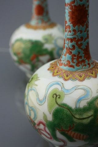 Chinese Famille Rose Qianlong Period Porcelain Foo Lion Vases 18th C 7