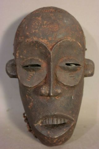 Lg Vintage African Mask Old Chokwe Tribe Tattoo Wood Carved Tribal Art Statue
