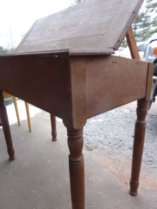 EARLY 20th century TALL factory OFFICE work DESK pine 44 